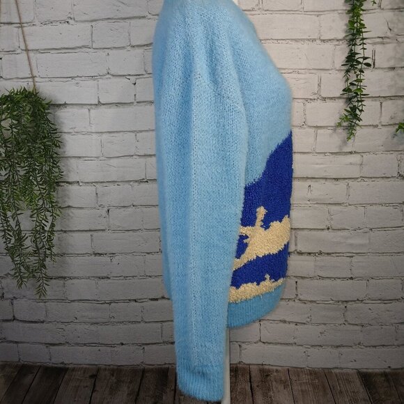 FRNCH MAIKO CHUNKY BLUE WAVE SOFT KNIT OCEANA SWEATER SIZE SMALL - Picture 2 of 8